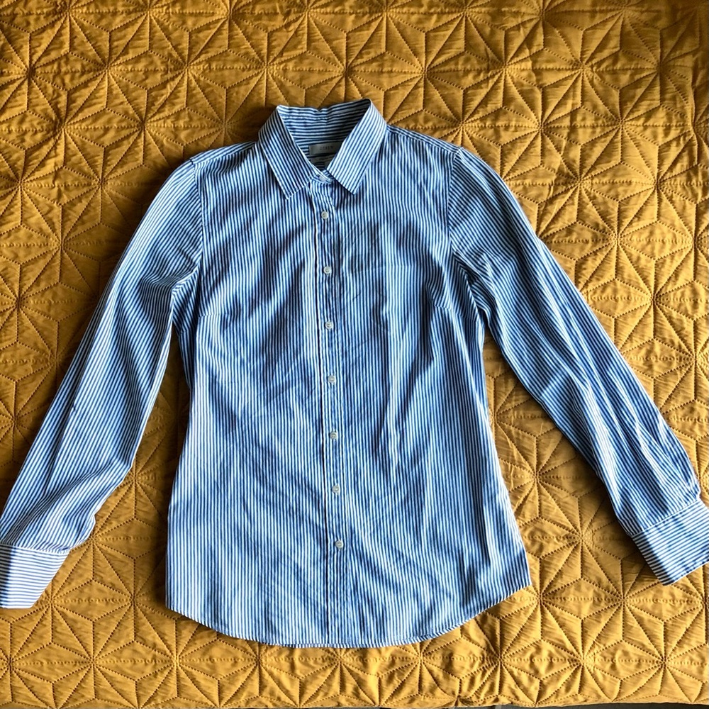J.Crew Stretch Classic Stripe Perfect Shirt TALL Small